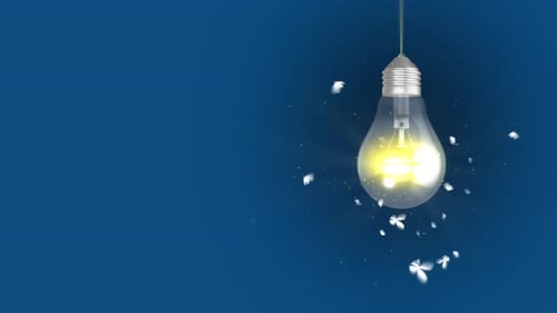 Animated Glowing Light Bulb with Flying Butterflies