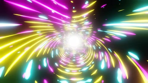 Bright Neon Futuristic Light Tunnel Loop Background