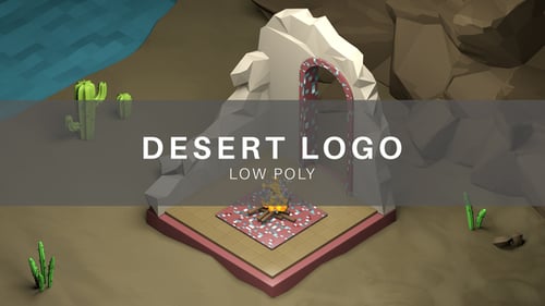 Logo 3D Low Poly Desert