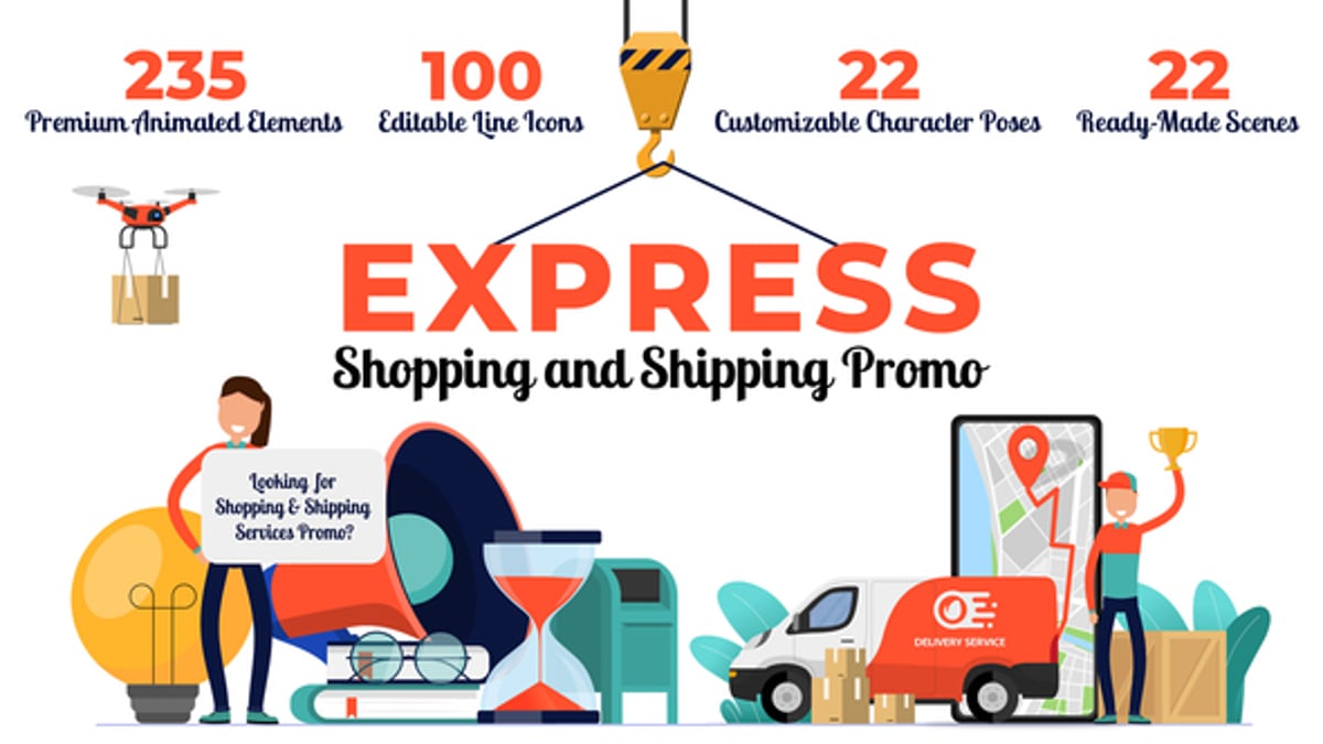 Animated Flat Design Shopping and Delivery Explainer, Product Promo ft ...