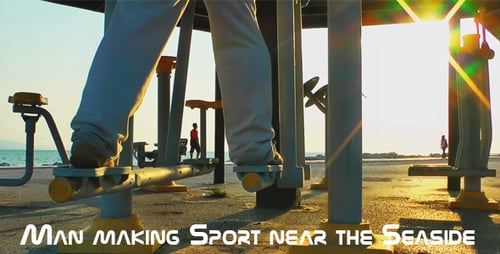 Exercising at Beachfront Outdoor Gym During Sunset