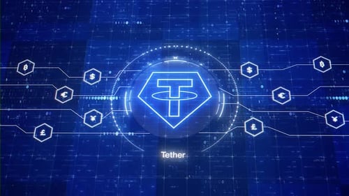 Tether Cryptocurrency Digital Network Futuristic Animation