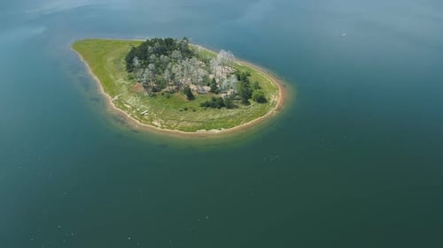 Small Beautiful Lake Isle with Clear Waters in Bulgaria