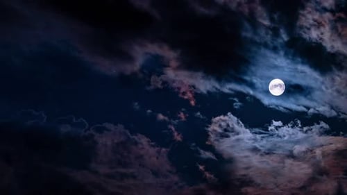 Time Lapse of Clouds Obscuring the Moon at Night