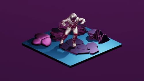 Astronaut exploring on the moon