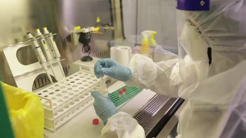 Scientist Working in Laboratory With Pipette and Vials