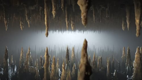 Journey through an underground cave full of stalactites and stalagmites. 4KHD