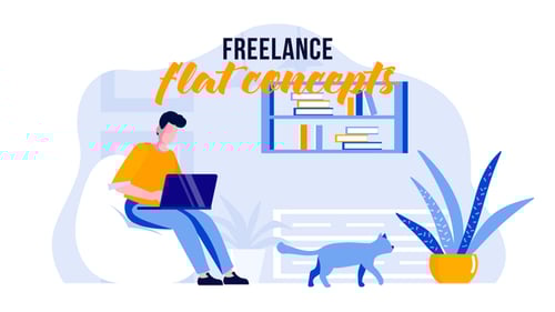 Modern Flat Design Freelancer Character Animation Scenes