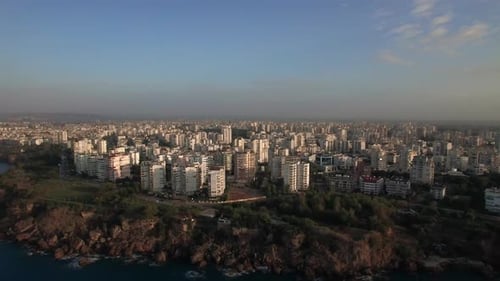 Urban Coastal City with White Buildings
