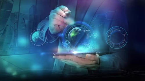 Holographische Projektion Infografik vom Telefon HD