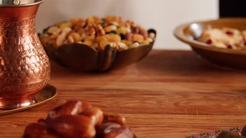 Table set with foods for feasting