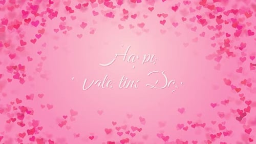 Romantic Floating Hearts Background with Valentine's Day Text Reveal