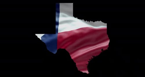 Waving Texas Flag in State Map Outline Animation