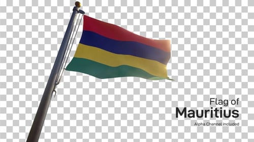 Realistic Mauritius National Flag Waving with Alpha