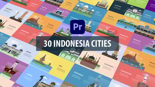 Indonesia Cities Animation | Premiere Pro MOGRT