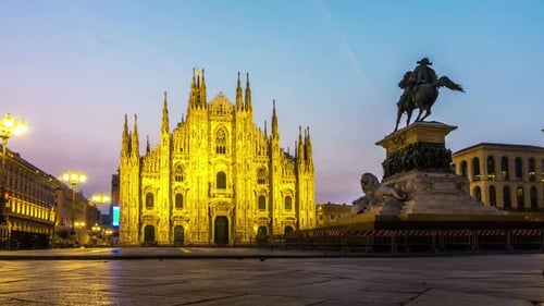 Sunrise Time Lapse of Milan Cathedral , Milan Italy