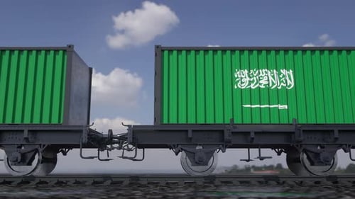 Conteneurs arborant le drapeau de l'Arabie Saoudite