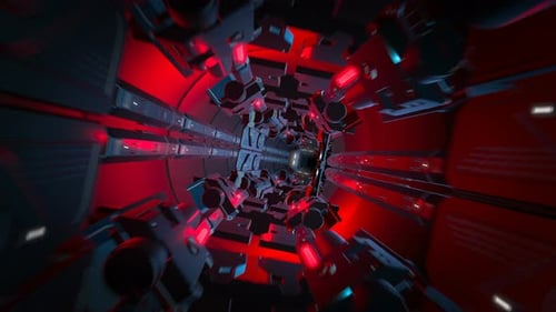 Looping 3d render of futuristic tunnel with light.