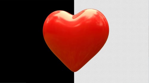 Loop rounded 3d Heart Rotating with alpha