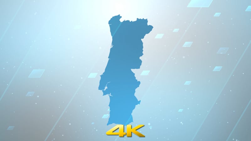 Neongelber 3D-Karten-Umriss-Loop-Hintergrund für Portugal, Bewegte ...