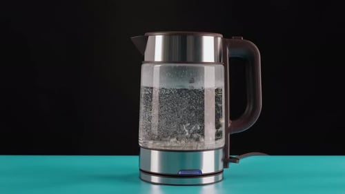 Water Boiling in Glass Electric Kettle