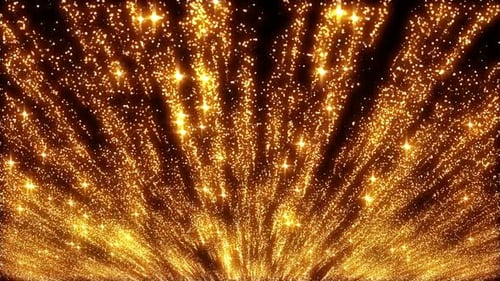 Golden Glitter Particles Bursting Upwards Background