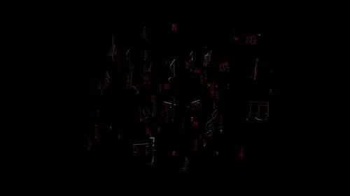 Floating Red 3D Musical Notes Abstract Loop