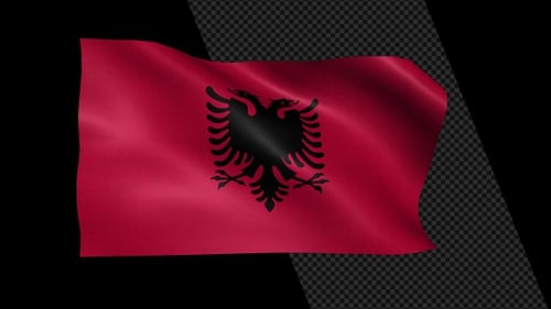 Albania National Flag Waving in Realistic Fabric Loop