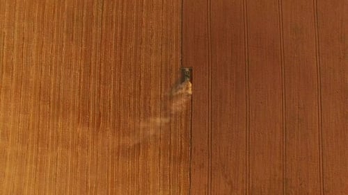 Combine and Field, Aerial View