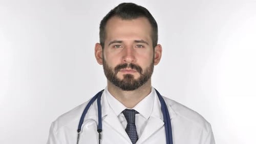 Close Up of Doctor with Beard Wearing Stethoscope