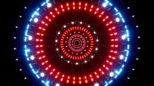 Abstract Blinking Blue Light Red Led Tunnel Loop 4K