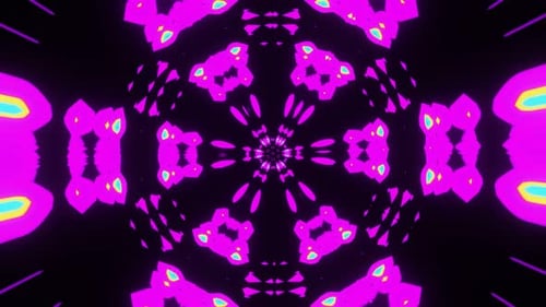 An Abstract Disk Flashing with Multicolored Neon