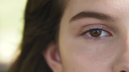 Eye with Long Eyelashes, Beautiful Makeup and Light Brown Eyebrow Close-up. Eyelash Extensions