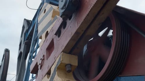 Industrial Pump Jack Mechanical Equipment in Motion