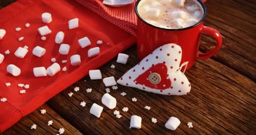 Festive Mug with Marshmallows and Heart Decoration