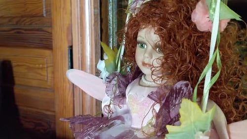 Antique girl dolls sitting and staring, red head, blonde, creepy,