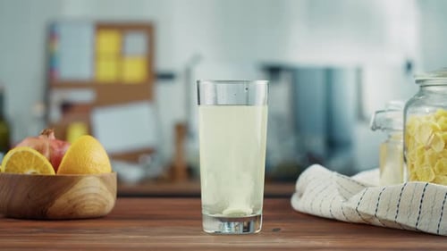 Effervescent Tablet Dissolving in a Glass of Water