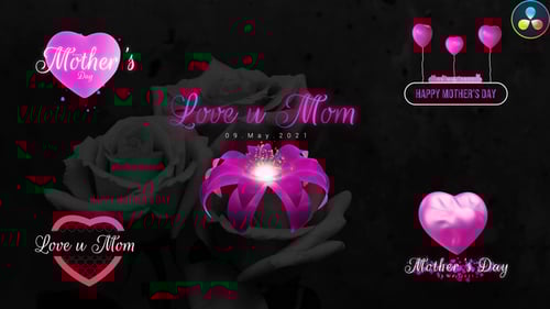 Elegant Mother's Day Titles with Animated Hearts and Glowing Text