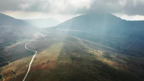 Scenic Mountain Landscape Aerial View