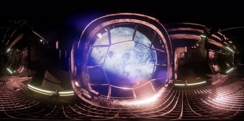 Station spatiale internationale en orbitant autour de la Terre en réalité virtuelle