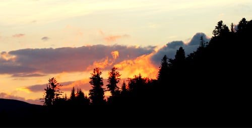 Golden Sunset over Mountain Silhouette