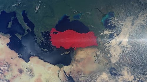 Realistic Earth Zoom Red Alert Highlight Country Turkey