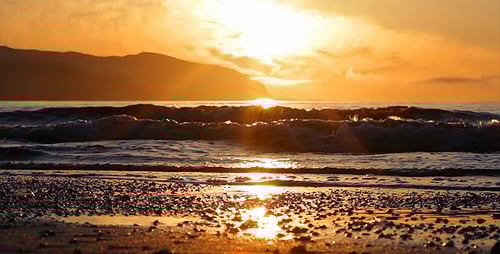 Golden Ocean Waves at Sunset