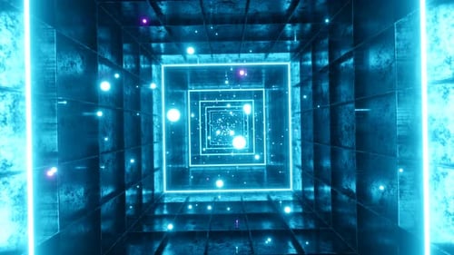 Seamless Loop Motion Graphic Of Flying Into Rotation Square Digital Tunnel