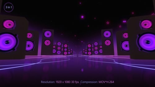 Animated Neon VJ Speakers with Dynamic Glow and Geometric Lines