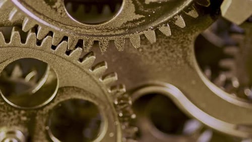 Gears Turning Macro Shot of Mechanical Clockwork