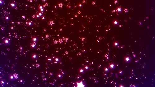 Glowing Pink Stars and Confetti Celebration Loop