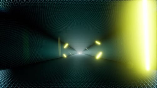 Neon Tunnel Modern Corridor Purple Pink Blue Ultraviolet Neon Line Technology Industrial Background