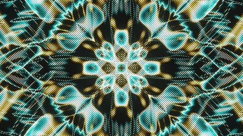 Blaue und gelbe abstrakte Blume Vj Loop Animation