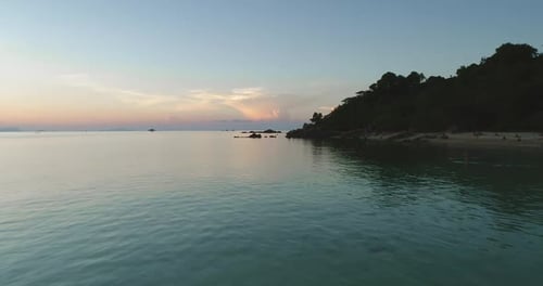 Beach Island Rocky Hills Landscape Aerial View
